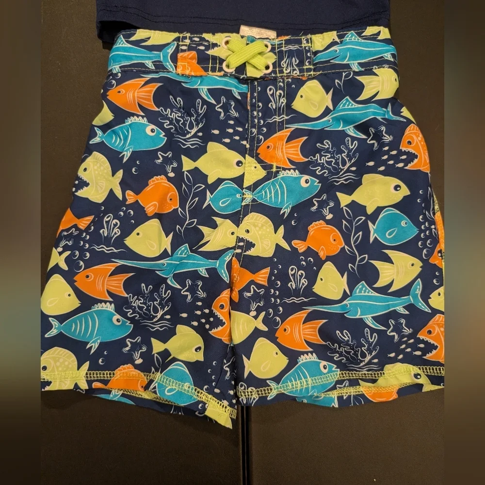 Mick Mack Toddler Boy 2-Piece Rash Guard and Trunk Swimsuit Set in Size 4T